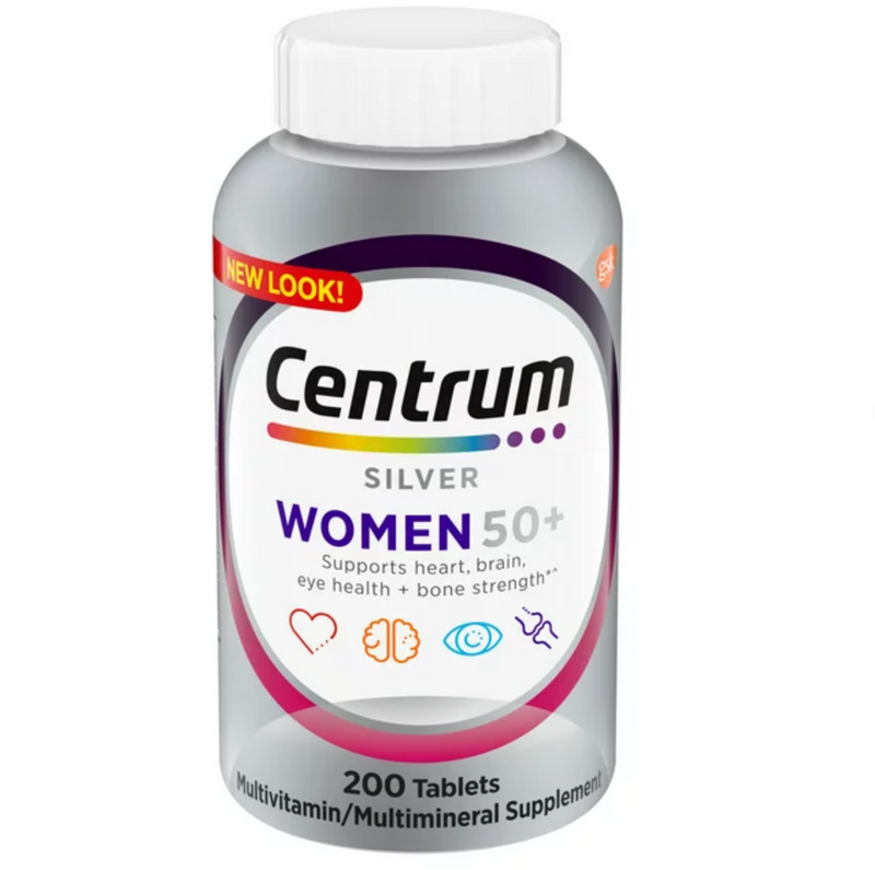 Centrum Silver Womens 50 Plus Vitaminas, Suplemento Multivitamínico, 200 comprimidos