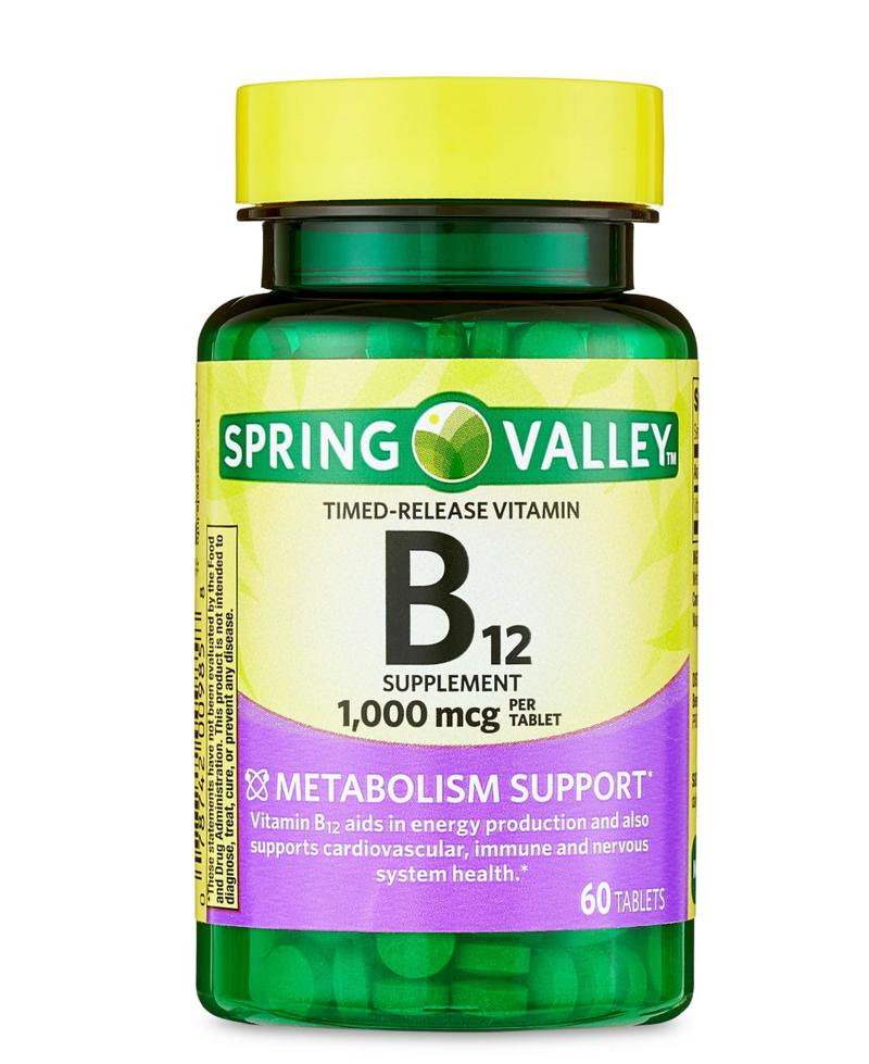 Comprimidos de Vitamina B12 Spring Valley, 1.000 mcg, 60 Comprimidos