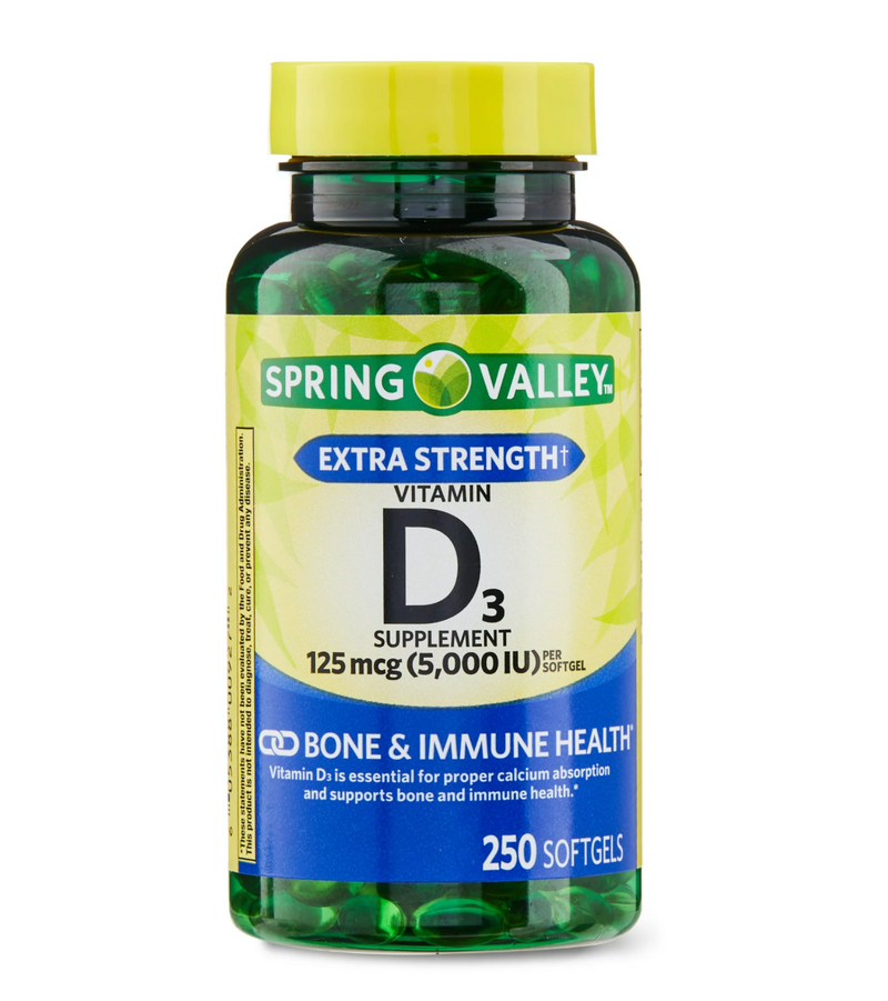 D3 125mcg, 5000 - Vitamina Spring Valley - 250 Softgels