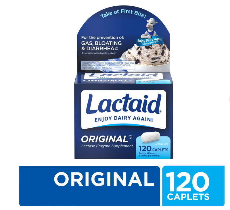 Lactaid Original Suplemento Intolerância Lactose - sem sabor - 120 caps