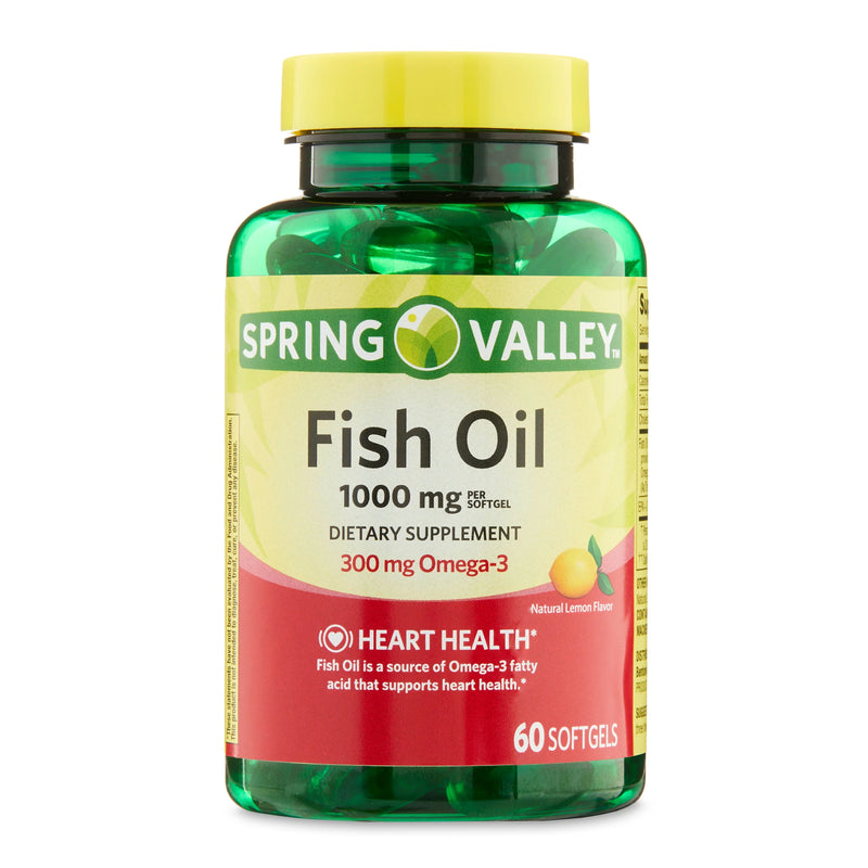 Ômega 3 - 1000mg - 60 Soft-gels suplemento dietético para saúde cardíaca, Spring Valley