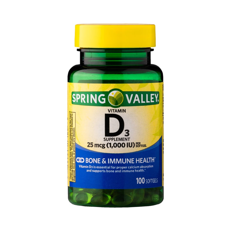 Vitamina D3 1000ui 25mcg 100 Softgels Spring Valley